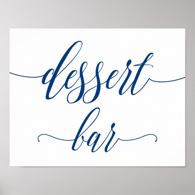 Dessert Pub Bröllop-tecken i marinblå kalligrafi Poster (Framsidan)
