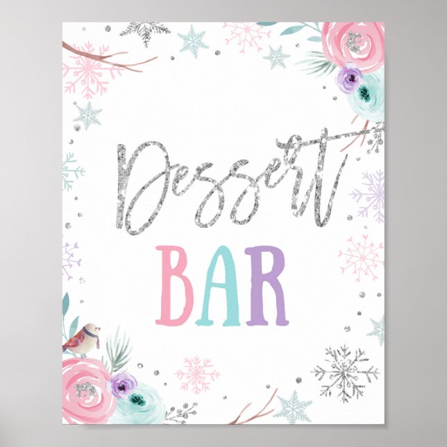 Dessert Pub Food Winter Onederland Girl Birthday Poster (Framsidan)