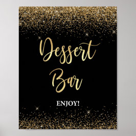 Dessert Pub Sign Black & Guld Glitter-konfetti Poster