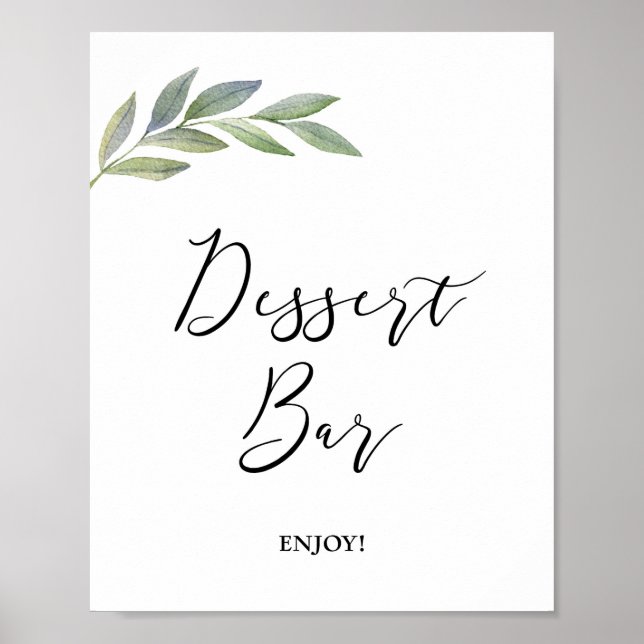 Dessert Pub Sign Olive Löv Greenery Sign Poster (Framsidan)