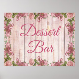 Dessert Pub Sign Rosa Söt Ro Blommigt Poster