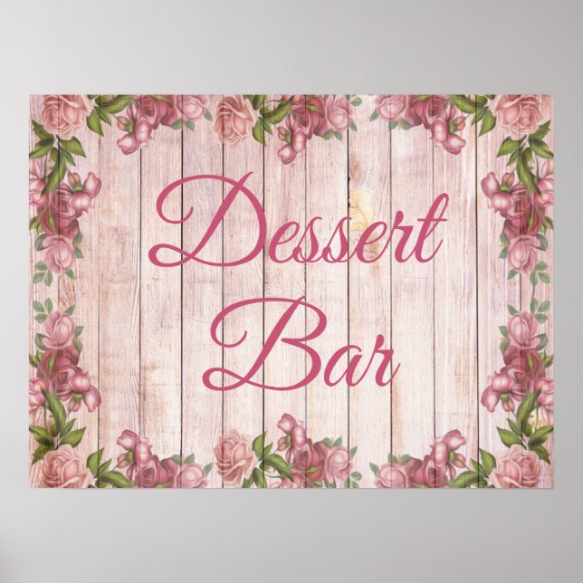 Dessert Pub Sign Rosa Söt Ro Blommigt Poster (Framsidan)