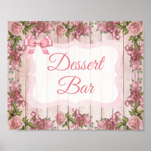 Dessert Pub Sign Rosa Söt Ro Blommigt Poster (Framsidan)