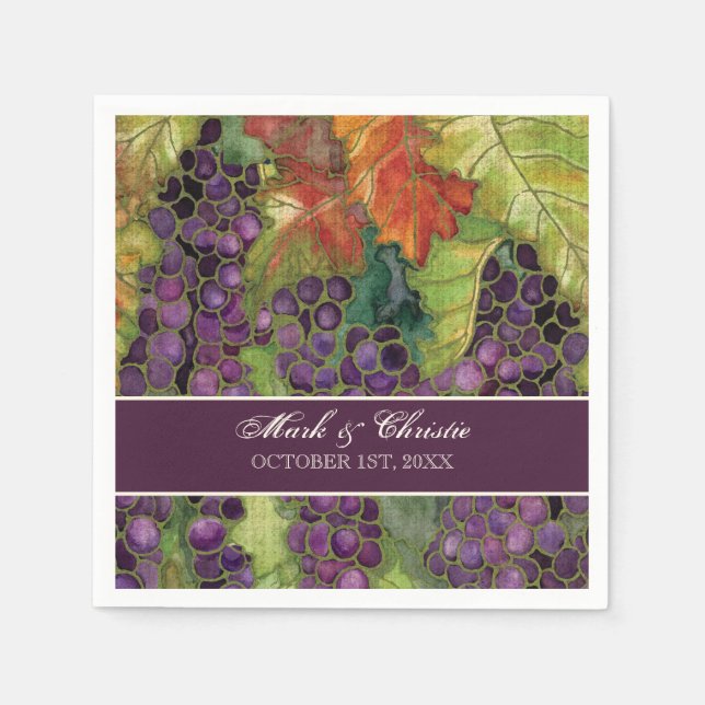 Dessert Reception Napkins Grape Vineyard Bröllop Pappersservett (Framsidan)