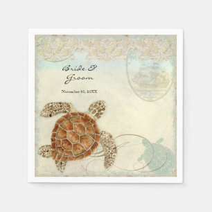 Dessert Reception Napkins Sea Turtle Ocean Beach Pappersservett