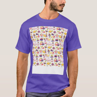 Dessert Seamless Mönster Patisserie Kawaii Cute fo T Shirt