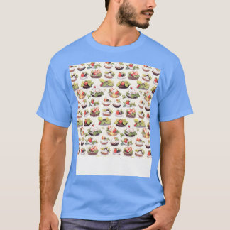 Dessert Seamless Mönster Patisserie Kawaii Cute fo T Shirt