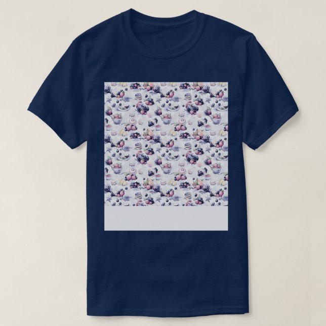 Dessert Seamless Mönster Patisserie Kawaii Cute fo T Shirt (Design framsida)