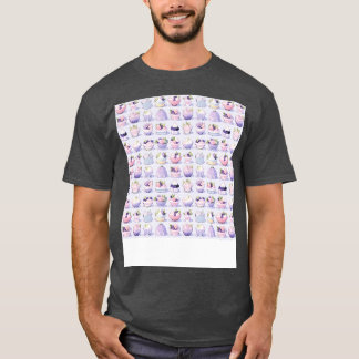 Dessert Seamless Mönster Patisserie Kawaii Cute fo T Shirt