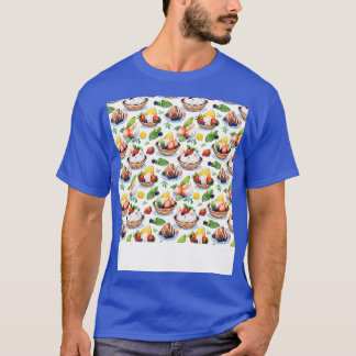 Dessert Seamless Mönster Patisserie Kawaii Cute fo T Shirt