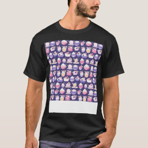 Dessert Seamless Mönster Patisserie Kawaii Cute fo T Shirt