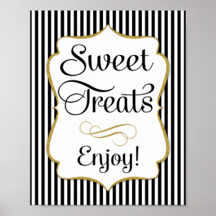 Dessert Sign Black Guld Sweet Trets Poster