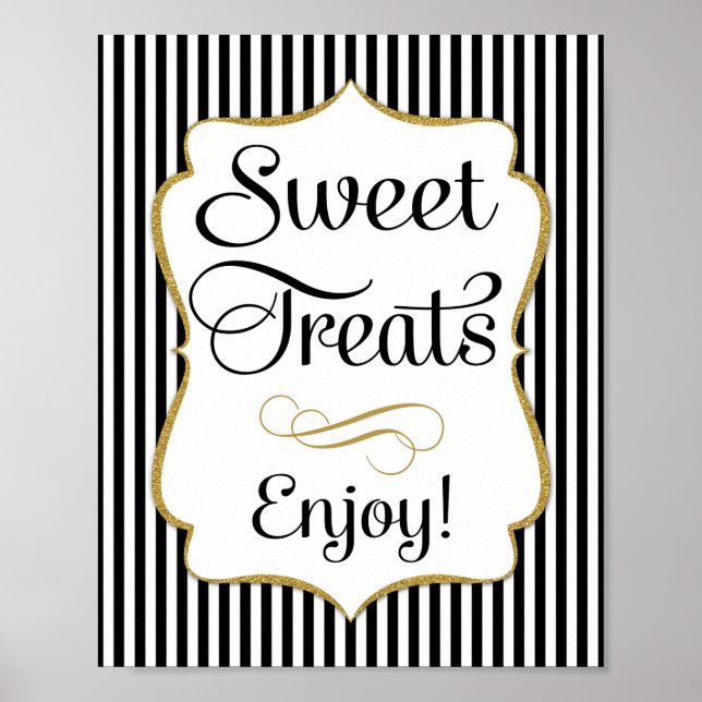 Dessert Sign Black Guld Sweet Trets Poster (Framsidan)
