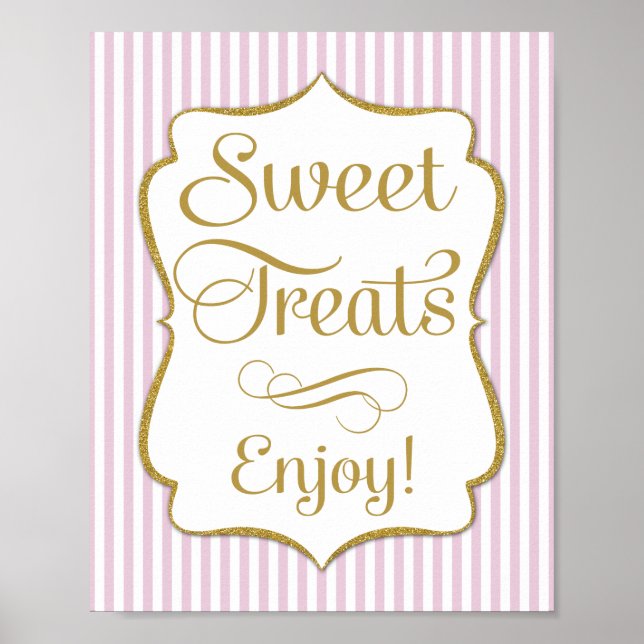Dessert Sign Rosa Guld Sweet Trets Poster (Framsidan)