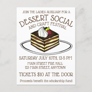 Dessert Social Bake Sale Tiramisu italiensk mat Inbjudan Vykort