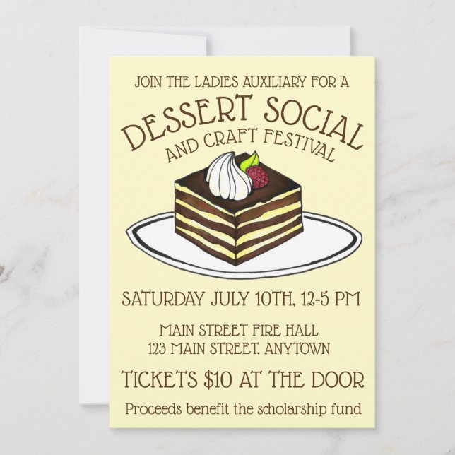 Dessert Social Bake Sale Tiramisu italiensk mat Inbjudningar (Framsida)