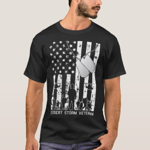 Dessert Storm Veteran American Flagga Milime Army T Shirt