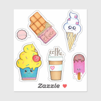 Dessert-tid - söta Tecknader i Cute Klistermärken
