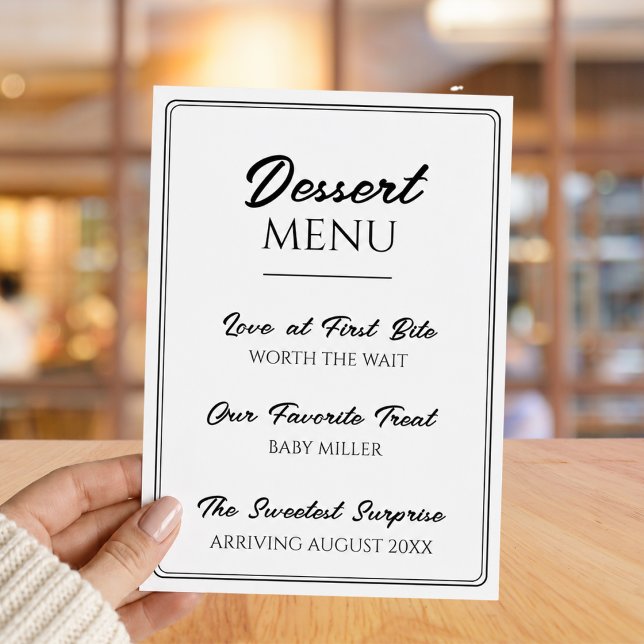 Dessertmeny Söt Rolig Graviditet Annonsering Meddelande (Dessert Menu Cute Fun Pregnancy Announcement)