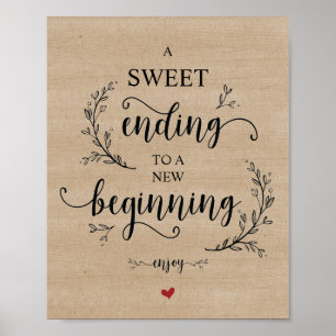 Desserttecken för Bröllop från Rustic Vines Poster