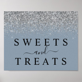 Desserttecken för Dusty Blue & Silver Sweets & Tre Poster