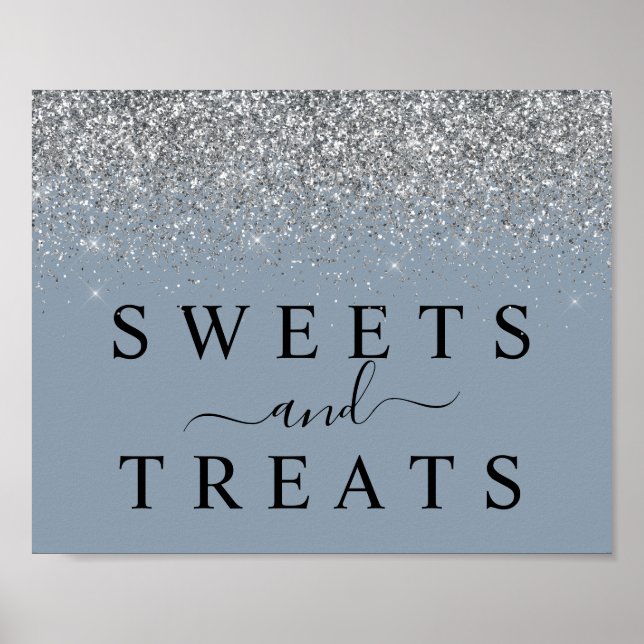 Desserttecken för Dusty Blue & Silver Sweets & Tre Poster (Framsidan)
