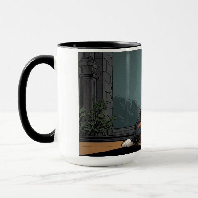 Dessin chien berger australien dans une rue mugg (Vänster)