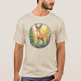 Dessin d’un cerf dans la forêt. t shirt