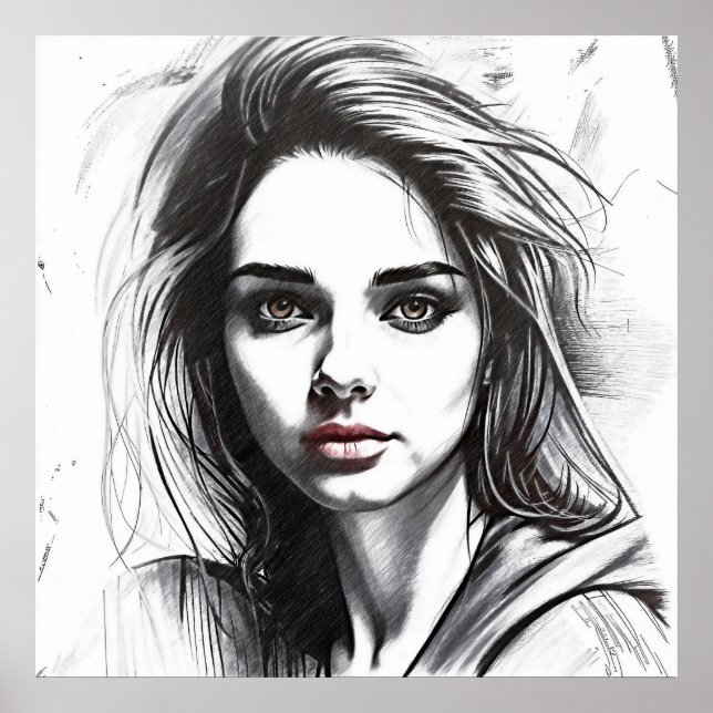 Dessin du portrait d'une femme poster (Framsidan)