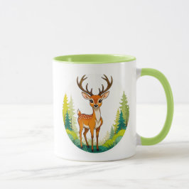 Dessin d'un cerf tout mignon dans la forêt. mugg