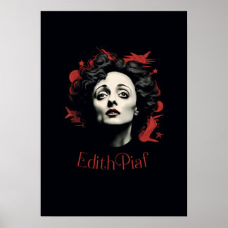 Dessin Edith Piaf - portrait - vector Poster
