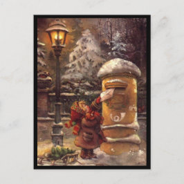 Dessin enfant postant sa lettre noël vykort