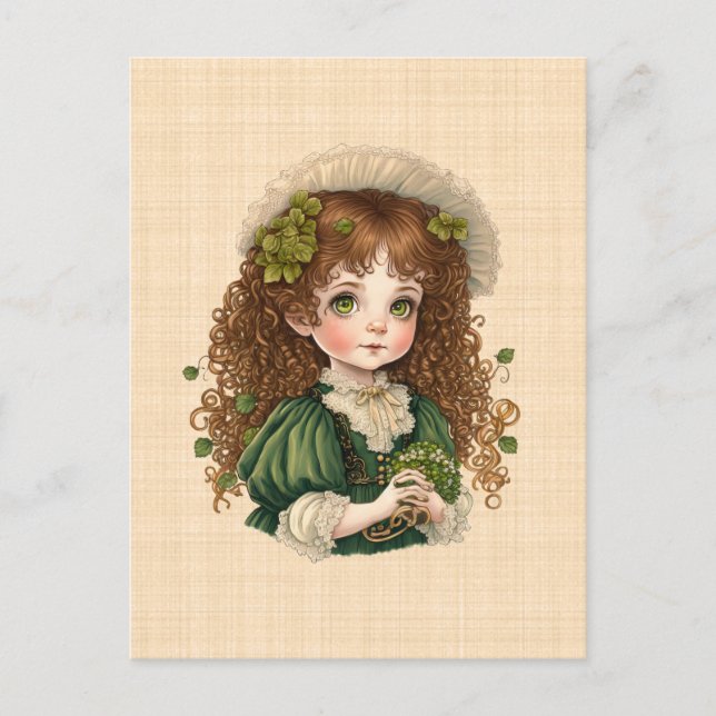 Dessin Saint Patrick : Petite fille mignonne Vykort (Framsida)