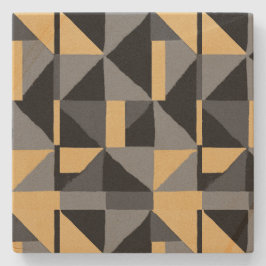 Dessous-de-Verre Carré en Grès Noir, Gris et Or Stenunderlägg