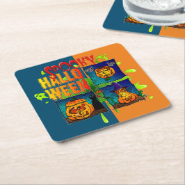 Dessous-de-verre Carré En Papier Spooky Halloween Underlägg Papper Kvadrat