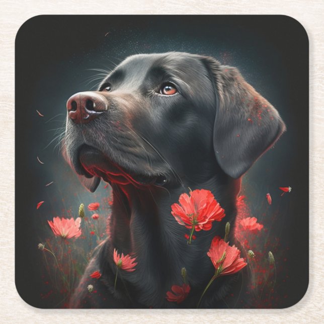 Dessous de verre chien fleur underlägg papper kvadrat (Framsidan)