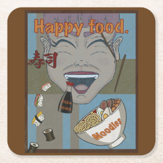 Dessous-de-verre en papier Happy food  Underlägg Papper Kvadrat