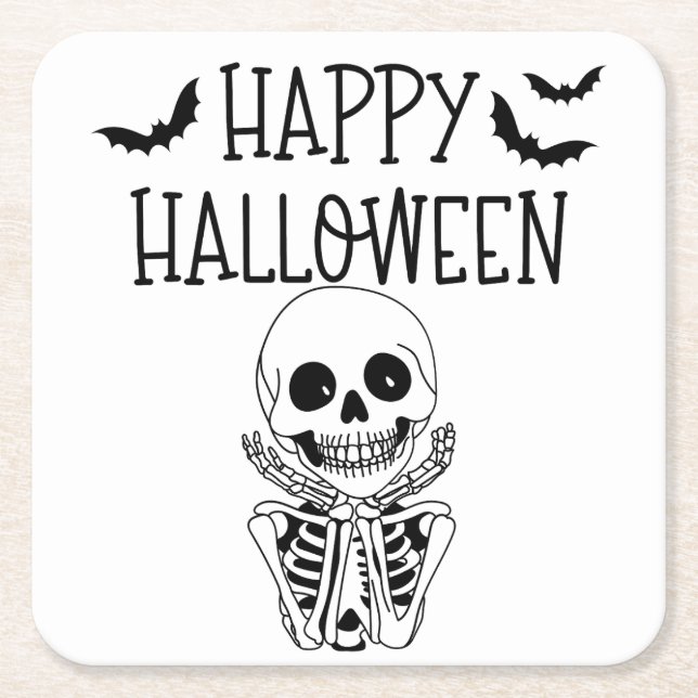 Dessous-de-verre en papier Happy Halloween Underlägg Papper Kvadrat (Framsidan)