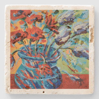 Dessous-de-verre En Pierre  - Pavots et lilas Stenunderlägg