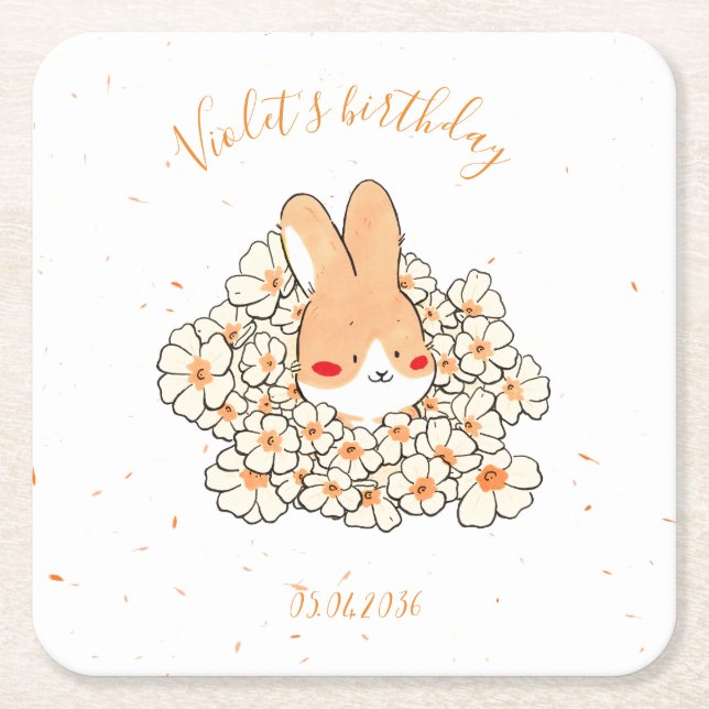 Dessous de verre papier personnalisé Lapin Underlägg Papper Kvadrat (Framsidan)