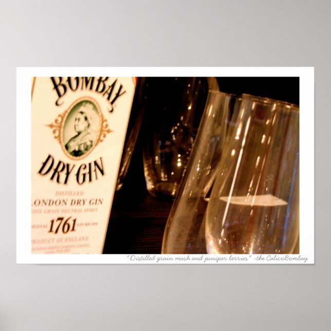 Destillerat kärnmjöl och enbär poster (Framsidan)