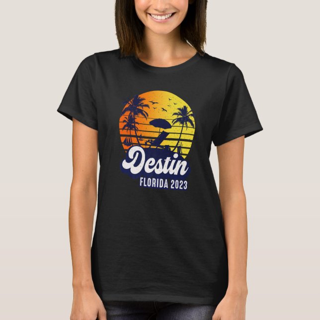 Destin 2023 Florida Sunset Beach Retro Premium T Shirt (Framsida)