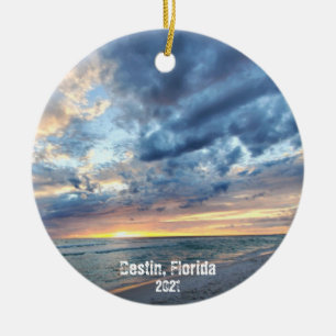 Destin Beach-Anpassningsbar dina egna foton 2-sido Julgransprydnad Keramik