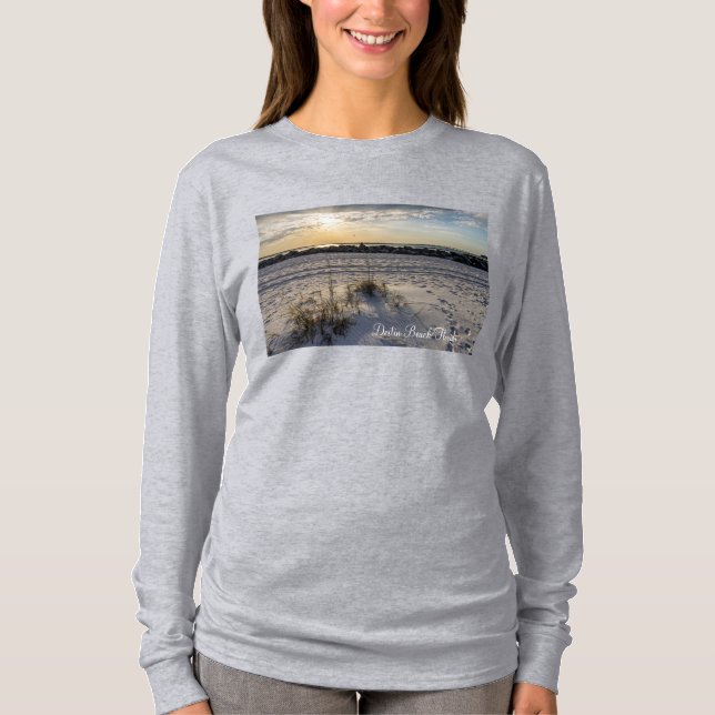 Destin Beach Florida Jetty Sol Långärmad Tshirt T Shirt (Framsida)