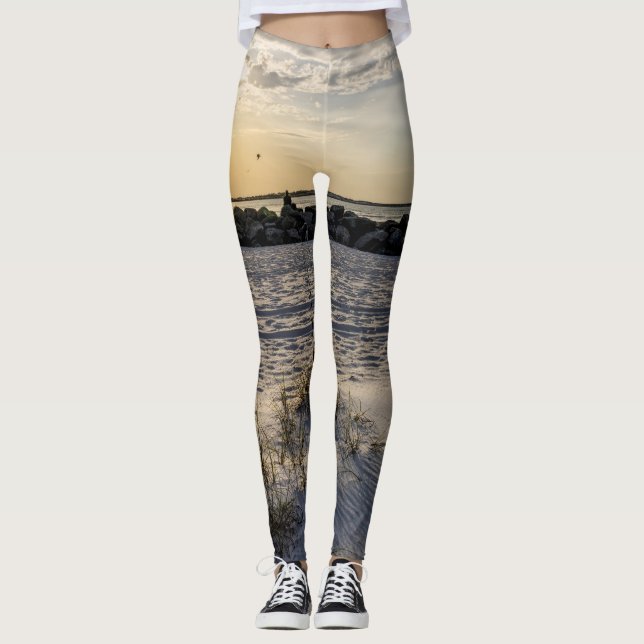 Destin Beach Florida Jetty Sunset Leggings (Framsida)