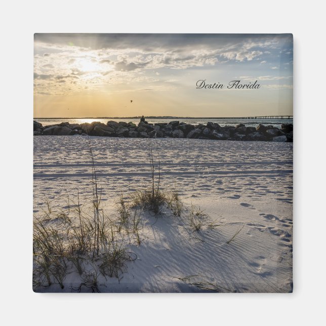 Destin Beach Florida Jetty Sunset Magnet (Framsidan)