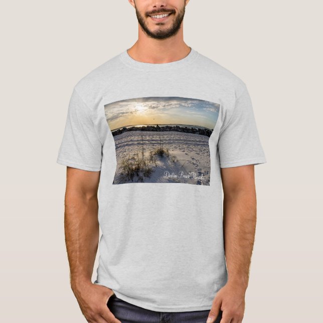 Destin Beach Florida Jetty Sunset Manar T-shirt (Framsida)