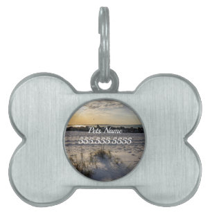 Destin Beach Florida Jetty Sunset Pet Tag ID-bricka Husdjur