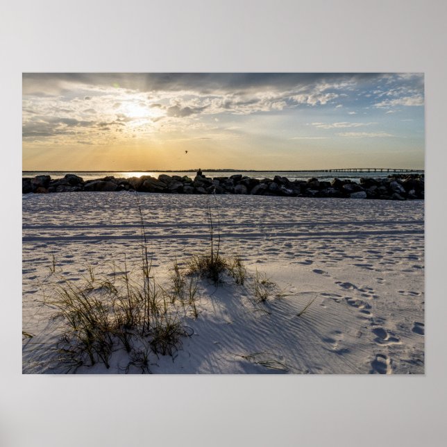 Destin Beach Florida Jetty Sunset Poster (Framsidan)
