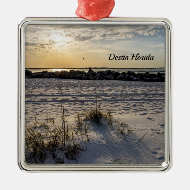 Destin Beach Florida Jetty Sunset Premium Ornament (Framsidan)